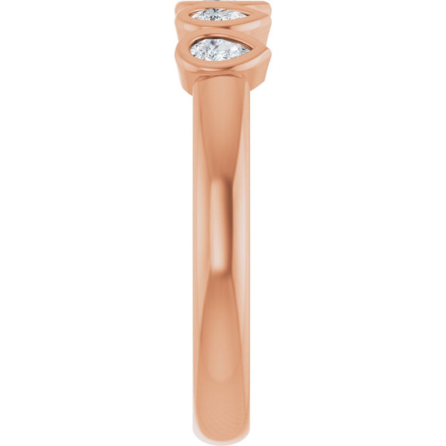14K Gold Pear Lab-Grown Diamond Bezel-Set Five-Stone Anniversary Band - 3/8-1 CTW - Rose Gold - view 4