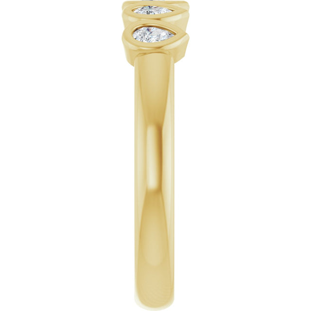 14K Gold Pear Lab-Grown Diamond Bezel-Set Five-Stone Anniversary Band - 3/8-1 CTW - Yellow Gold - view 4