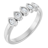 14K Gold Pear Lab-Grown Diamond Bezel-Set Five-Stone Anniversary Band - 3/8-1 CTW - White Gold