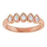 14K Gold Pear Natural Diamond Bezel-Set Five-Stone Anniversary Band - 3/8-1 CTW - Rose Gold - view 3