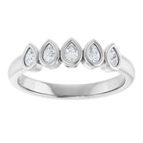 14K Gold Pear Lab-Grown Diamond Bezel-Set Five-Stone Anniversary Band - 3/8-1 CTW - White Gold - view 3
