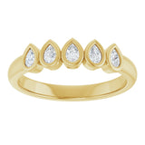 14K Gold Pear Lab-Grown Diamond Bezel-Set Five-Stone Anniversary Band - 3/8-1 CTW - Yellow Gold - view 3