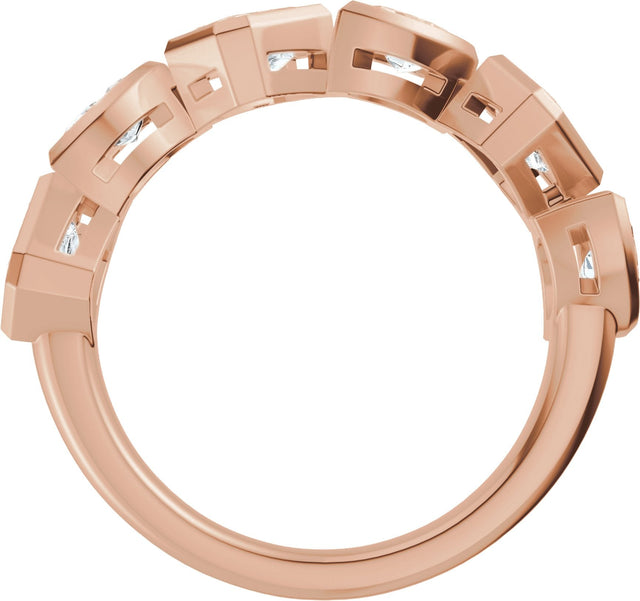 14K Gold Emerald Lab-Grown Diamond Bezel-Set Multi-Shape Anniversary Band - 1 3/4 CTW - Rose Gold - view 2