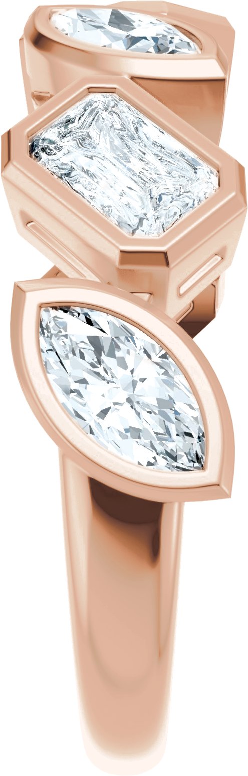 14K Gold Emerald Lab-Grown Diamond Bezel-Set Multi-Shape Anniversary Band - 1 3/4 CTW - Rose Gold - view 4