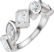 Platinum Emerald Lab-Grown Diamond Bezel-Set Multi-Shape Anniversary Band - 1 3/4 CTW