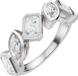 Platinum Emerald Natural Diamond Bezel-Set Multi-Shape Anniversary Band - 1 3/4 CTW