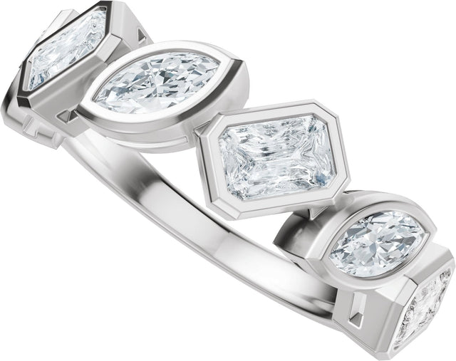 Platinum Emerald Lab-Grown Diamond Bezel-Set Multi-Shape Anniversary Band - 1 3/4 CTW - view 5