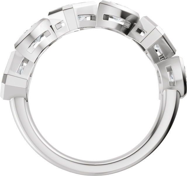 14K Gold Emerald Lab-Grown Diamond Bezel-Set Multi-Shape Anniversary Band - 1 3/4 CTW - White Gold - view 2