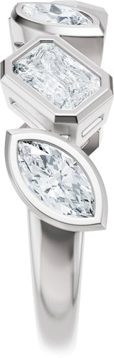 14K Gold Emerald Lab-Grown Diamond Bezel-Set Multi-Shape Anniversary Band - 1 3/4 CTW - White Gold - view 4