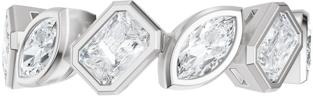 Platinum Emerald Lab-Grown Diamond Bezel-Set Multi-Shape Anniversary Band - 1 3/4 CTW - view 3