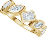 14K Gold Emerald Lab-Grown Diamond Bezel-Set Multi-Shape Anniversary Band - 1 3/4 CTW - Yellow Gold - view 5