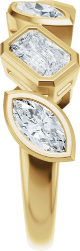 14K Gold Emerald Lab-Grown Diamond Bezel-Set Multi-Shape Anniversary Band - 1 3/4 CTW - Yellow Gold - view 4