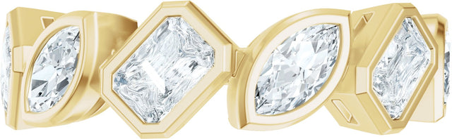 14K Gold Emerald Lab-Grown Diamond Bezel-Set Multi-Shape Anniversary Band - 1 3/4 CTW - Yellow Gold - view 3