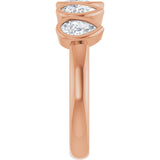 14K Gold Pear Natural Diamond Bezel-Set Five-Stone Anniversary Band - 3/8-1 CTW - Rose Gold - view 4