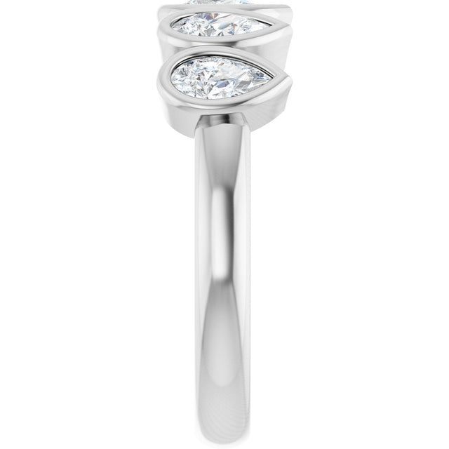 14K Gold Pear Lab-Grown Diamond Bezel-Set Five-Stone Anniversary Band - 3/8-1 CTW - White Gold - view 4