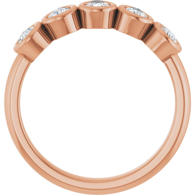 14K Gold Pear Lab-Grown Diamond Bezel-Set Five-Stone Anniversary Band - 3/8-1 CTW - Rose Gold - view 2