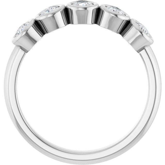 Platinum Pear Lab-Grown Diamond Bezel-Set Five-Stone Anniversary Band - 3/8-1 CTW - view 2