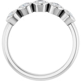 Platinum Pear Natural Diamond Bezel-Set Five-Stone Anniversary Band - 3/8-1 CTW - view 2