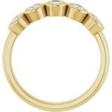 14K Gold Pear Natural Diamond Bezel-Set Five-Stone Anniversary Band - 3/8-1 CTW - Yellow Gold - view 2