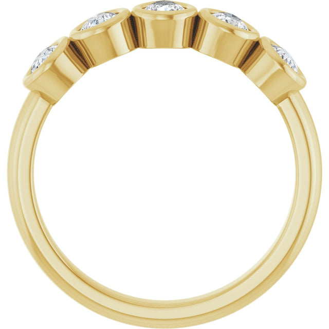 14K Gold Pear Lab-Grown Diamond Bezel-Set Five-Stone Anniversary Band - 3/8-1 CTW - Yellow Gold - view 2
