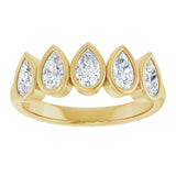 14K Gold Pear Lab-Grown Diamond Bezel-Set Five-Stone Anniversary Band - 3/8-1 CTW - Yellow Gold - view 3