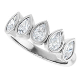 14K Gold Pear Lab-Grown Diamond Bezel-Set Five-Stone Anniversary Band - 3/8-1 CTW - White Gold - view 5