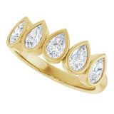 14K Gold Pear Lab-Grown Diamond Bezel-Set Five-Stone Anniversary Band - 3/8-1 CTW - Yellow Gold - view 5