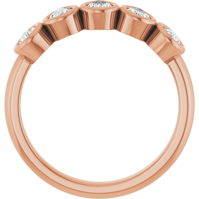 14K Gold Pear Lab-Grown Diamond Bezel-Set Five-Stone Anniversary Band - 3/8-1 CTW - Rose Gold - view 2