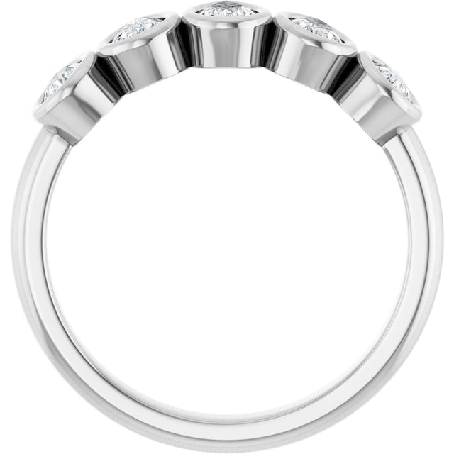 Platinum Pear Natural Diamond Bezel-Set Five-Stone Anniversary Band - 3/8-1 CTW - view 2