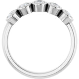 14K Gold Pear Natural Diamond Bezel-Set Five-Stone Anniversary Band - 3/8-1 CTW - White Gold - view 2