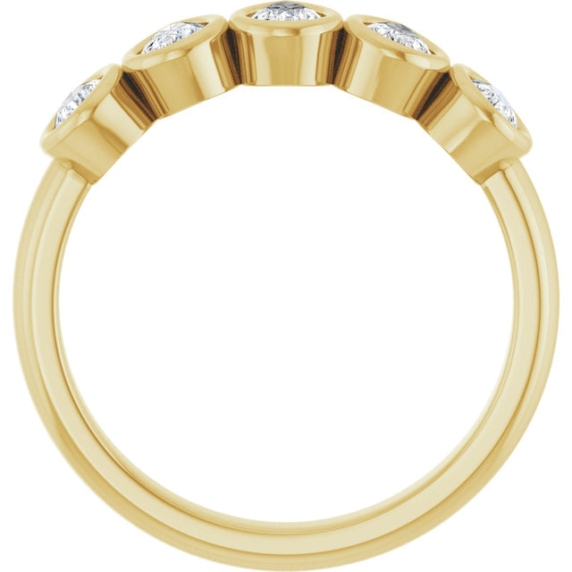 14K Gold Pear Lab-Grown Diamond Bezel-Set Five-Stone Anniversary Band - 3/8-1 CTW - Yellow Gold - view 2