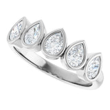 Platinum Pear Lab-Grown Diamond Bezel-Set Five-Stone Anniversary Band - 3/8-1 CTW - view 5
