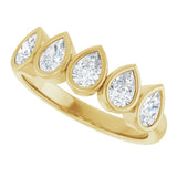 14K Gold Pear Lab-Grown Diamond Bezel-Set Five-Stone Anniversary Band - 3/8-1 CTW - Yellow Gold - view 5