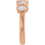 14K Gold Pear Natural Diamond Bezel-Set Five-Stone Anniversary Band - 3/8-1 CTW - Rose Gold - view 4