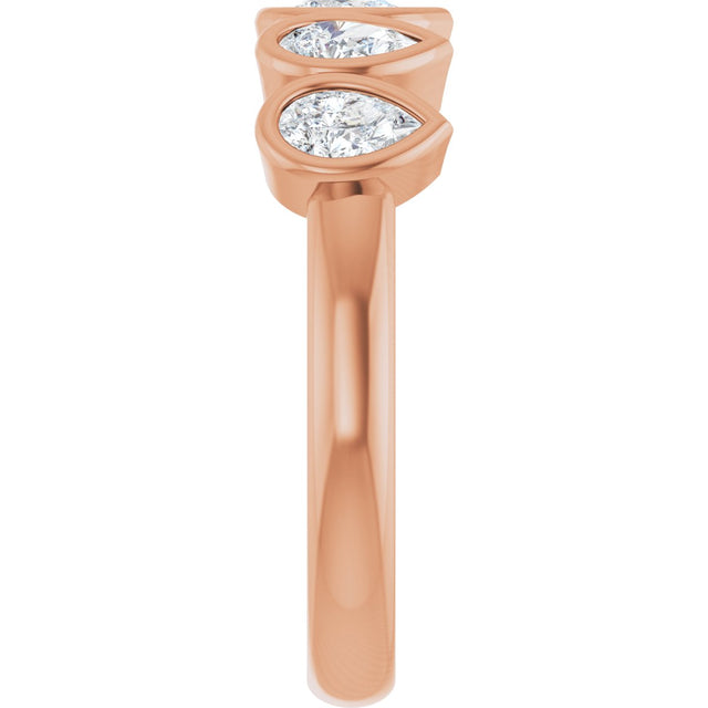 14K Gold Pear Lab-Grown Diamond Bezel-Set Five-Stone Anniversary Band - 3/8-1 CTW - Rose Gold - view 4