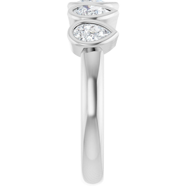 Platinum Pear Natural Diamond Bezel-Set Five-Stone Anniversary Band - 3/8-1 CTW - view 4