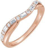 14K Gold Straight Baguette Natural Diamond Accented Contour Band - 1/2 CTW - Rose Gold