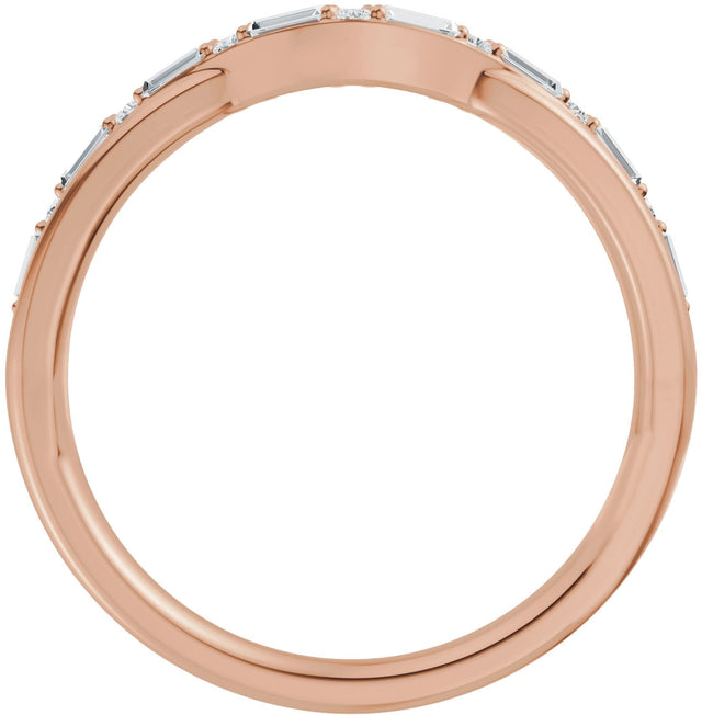 14K Gold Straight Baguette Lab-Grown Diamond Accented Contour Band - 1/2 CTW - Rose Gold - view 2