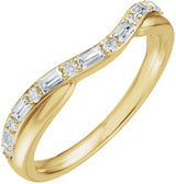 14K Gold Straight Baguette Natural Diamond Accented Contour Band - 1/2 CTW - Yellow Gold