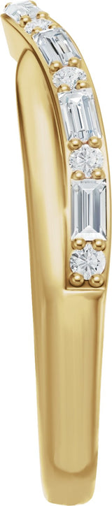 14K Gold Straight Baguette Natural Diamond Accented Contour Band - 1/2 CTW - Yellow Gold - view 4