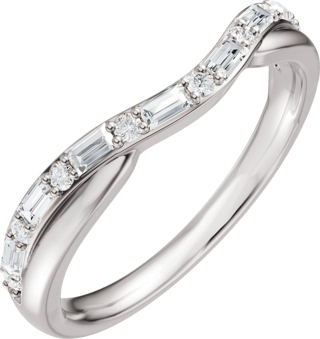 Platinum Straight Baguette Lab-Grown Diamond Accented Contour Band - 1/2 CTW