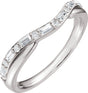 Platinum Straight Baguette Natural Diamond Accented Contour Band - 1/2 CTW