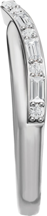 14K Gold Straight Baguette Natural Diamond Accented Contour Band - 1/2 CTW - White Gold - view 4