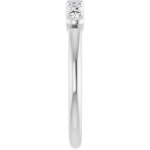 14K Gold Round Lab-Grown Diamond Half-Bezel Five-Stone Anniversary Band - 1/6-1/2 CTW - White Gold - view 4