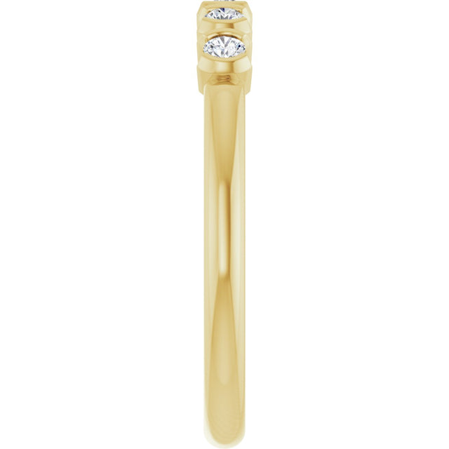 14K Gold Round Lab-Grown Diamond Half-Bezel Five-Stone Anniversary Band - 1/6-1/2 CTW - Yellow Gold - view 4
