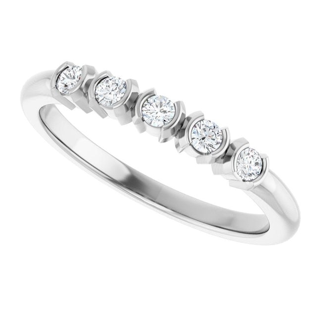 Platinum Round Lab-Grown Diamond Half-Bezel Five-Stone Anniversary Band - 1/6-1/2 CTW - view 5