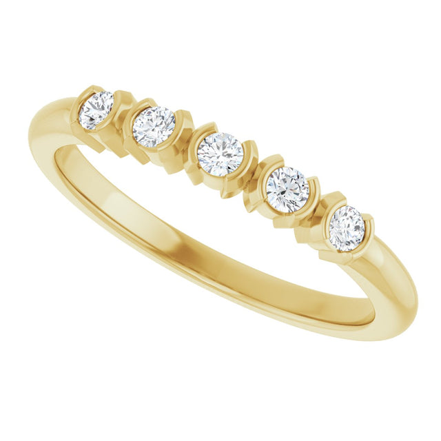 14K Gold Round Lab-Grown Diamond Half-Bezel Five-Stone Anniversary Band - 1/6-1/2 CTW - Yellow Gold - view 5