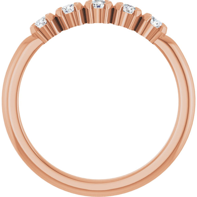 14K Gold Round Lab-Grown Diamond Half-Bezel Five-Stone Anniversary Band - 1/6-1/2 CTW - Rose Gold - view 2