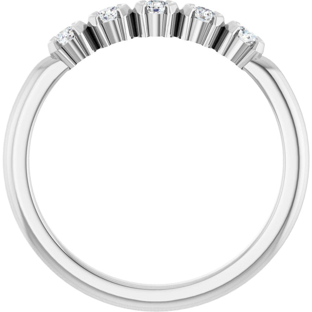 Platinum Round Lab-Grown Diamond Half-Bezel Five-Stone Anniversary Band - 1/6-1/2 CTW - view 2