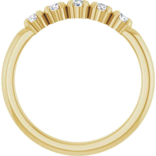14K Gold Round Lab-Grown Diamond Half-Bezel Five-Stone Anniversary Band - 1/6-1/2 CTW - Yellow Gold - view 2
